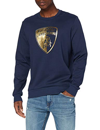 Automobili Lamborghini Herren Felpa Slashed Logo Pullover, Blue Achelous, Large von Automobili Lamborghini