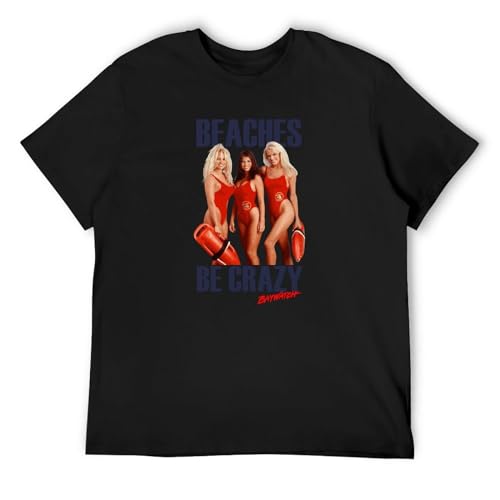 Baywatch Beaches Be Crazy Herren-T-Shirt Pamela Anderson Yasmine Bleeth Gena Nolin, Schwarz , XL von Autou