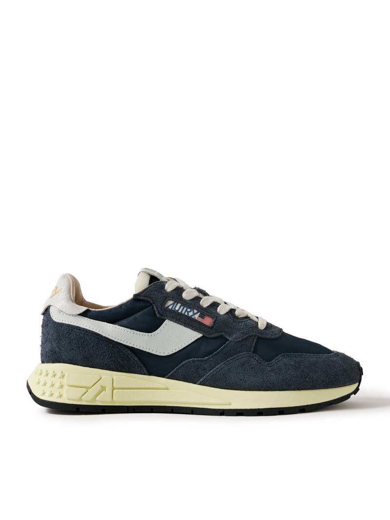 Autry - Reelwind Low Cracked-Leather Trimmed Suede and Shell Sneakers - Men - Blue - EU 41 von Autry