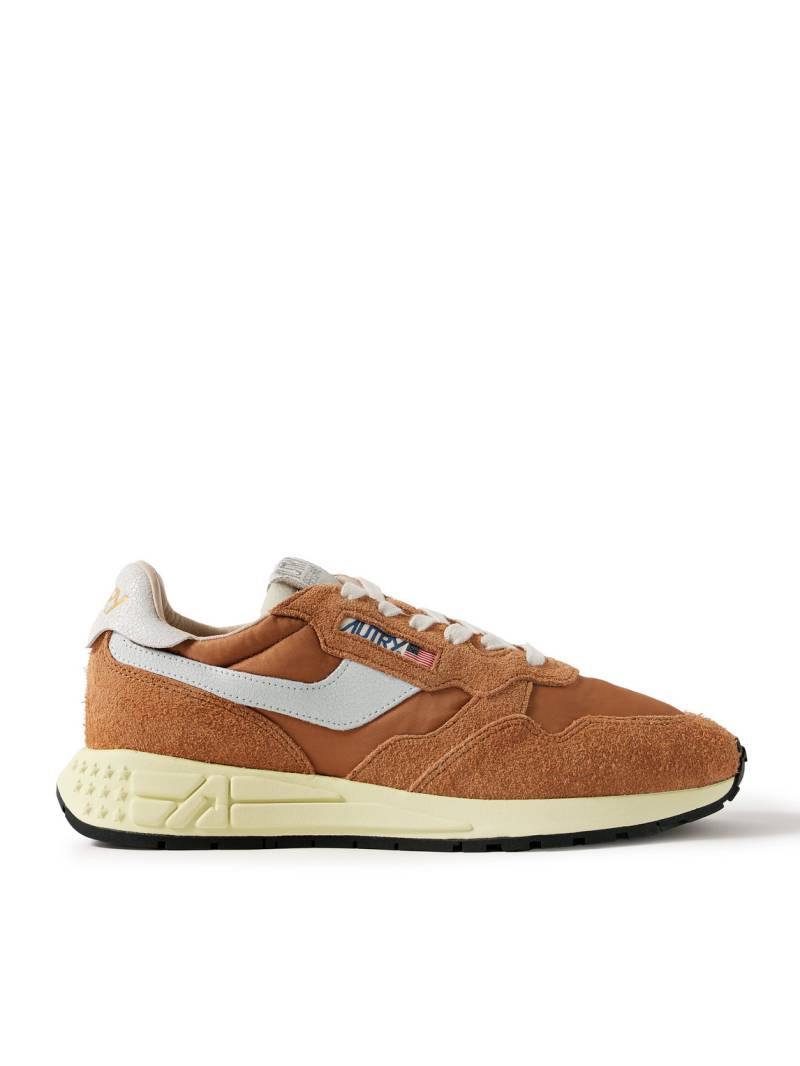 Autry - Reelwind Low Cracked-Leather Trimmed Suede and Shell Sneakers - Men - Brown - EU 42 von Autry