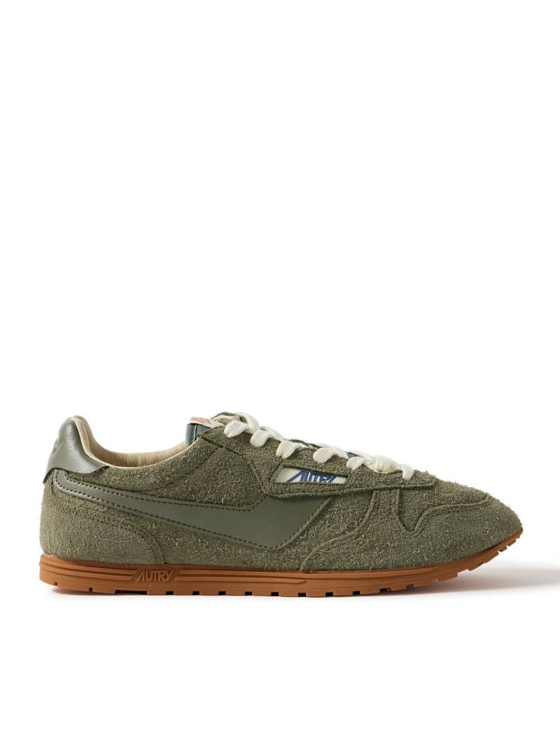 Autry - Windspin Leather-Trimmed Brushed-Suede Sneakers - Men - Green - EU 41 von Autry