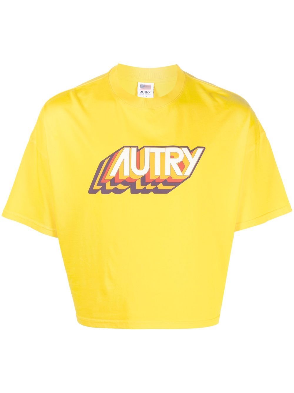 Autry Cropped-T-Shirt mit Logo-Print - Gelb von Autry