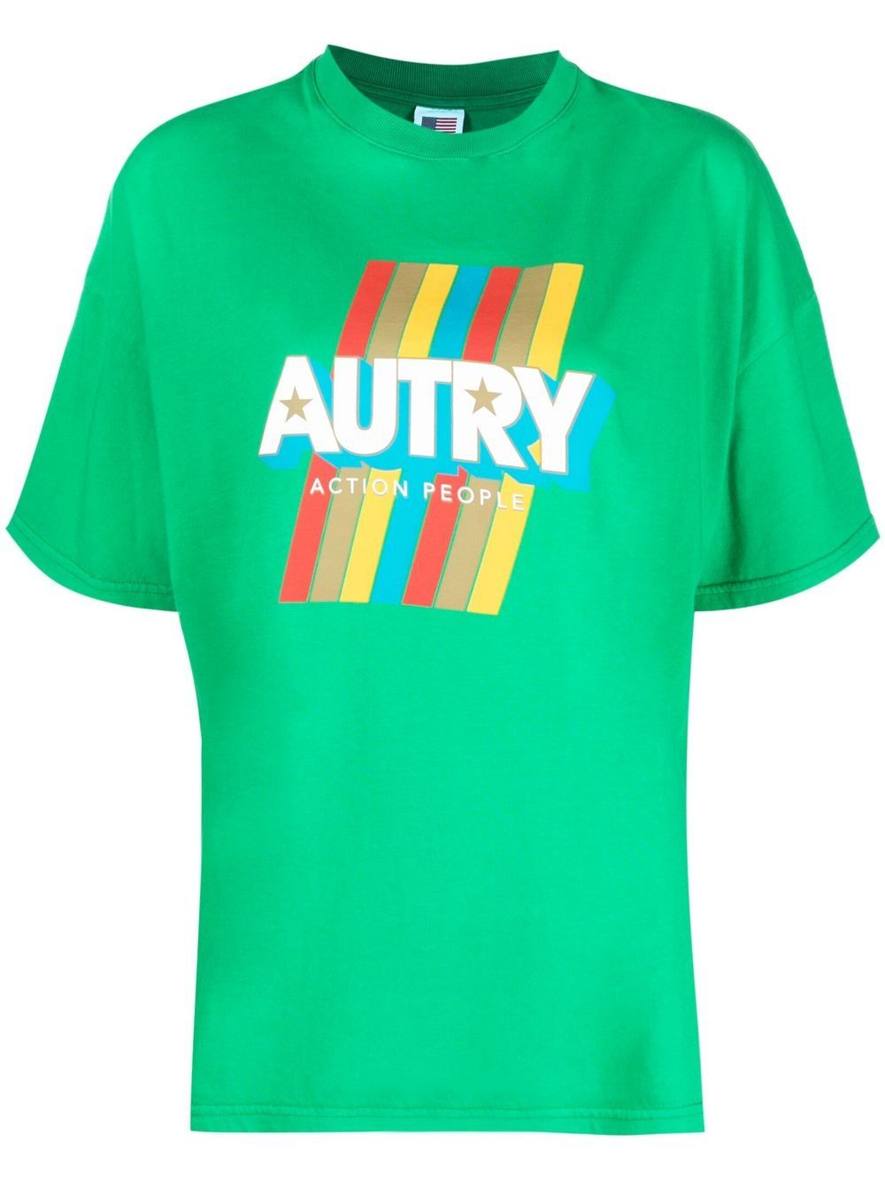 Autry T-Shirt mit gestreiftem Logo-Print - Grün von Autry