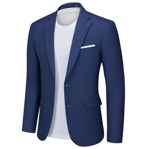 Autsel Herren Anzugjacke Sportlich Sakko Herren Slim Fit Business Blazer 2 Knöpfe für Hochzeit Freizeit Marineblau XXL von Autsel