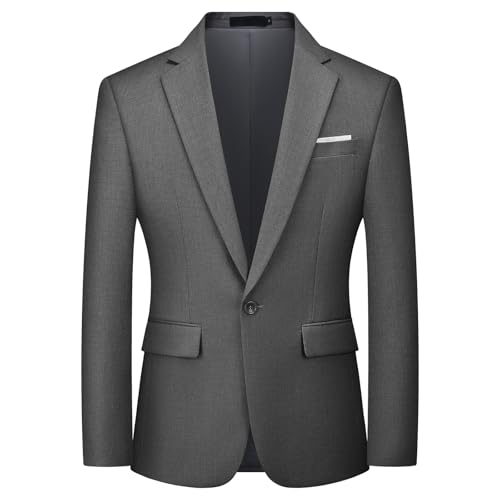 Autsel Sakko Herren Slim Fit Sportlich Herren Anzugjacke Business Blazer für Hochzeit Freizeit EIN Knopf Dunkelgrau XS von Autsel