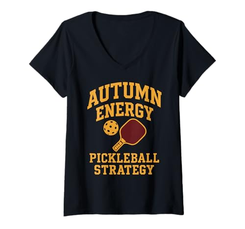 Damen Energy Pickleball-Strategiedesign für den Herbst T-Shirt mit V-Ausschnitt von Autumn/Fall Pickleball Gear by NLTS