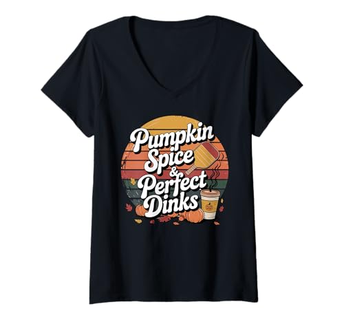Damen Kürbisgewürz und perfekte Getränke Pickleball Art T-Shirt mit V-Ausschnitt Damen Kürbisgewürz und perfekte Getränke Pickleball Art T-Shirt mit V-Ausschnitt von Autumn/Fall Pickleball Gear by NLTS