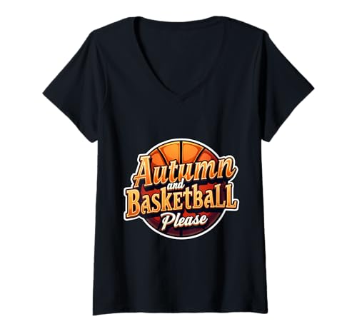 Damen Herbst und Basketball Bitte Herbstliebhaber Spieler Fan Coach T-Shirt mit V-Ausschnitt Damen Herbst und Basketball Bitte Herbstliebhaber Spieler Fan Coach T-Shirt mit V-Ausschnitt von Autumn And Basketball Please Fall Lover Products