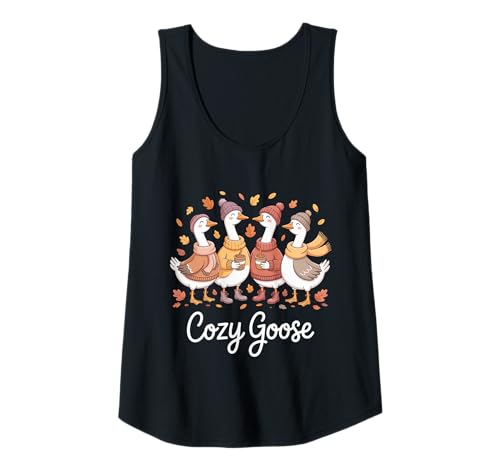 Damen Funny Full Time Goose Autumn Fall Cozy Goose Tank Top Damen Funny Full Time Goose Autumn Fall Cozy Goose Tank Top von Autumn Animal Coffee Lover Goose Fall Vibe
