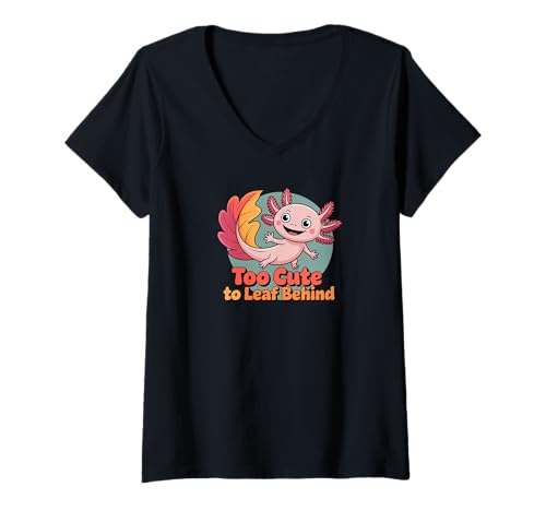 Damen Zu niedlich, um hinter dem süßen Herbst-Axolotl zu blättern für Herbstliebhaber T-Shirt mit V-Ausschnitt Damen Zu niedlich, um hinter dem süßen Herbst-Axolotl zu blättern für Herbstliebhaber T-Shirt mit V-Ausschnitt von Autumn Axolotl Souvenirs and More