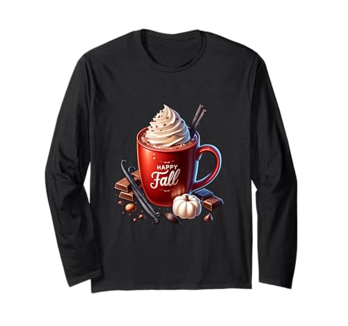 Happy Fall Hot Cocoa Mug Graphic for Women with Autumn Vibes Langarmshirt Happy Fall Hot Cocoa Mug Graphic for Women with Autumn Vibes Langarmshirt von Autumn Chocolate Hot Cocoa Gifts For Fall Lovers