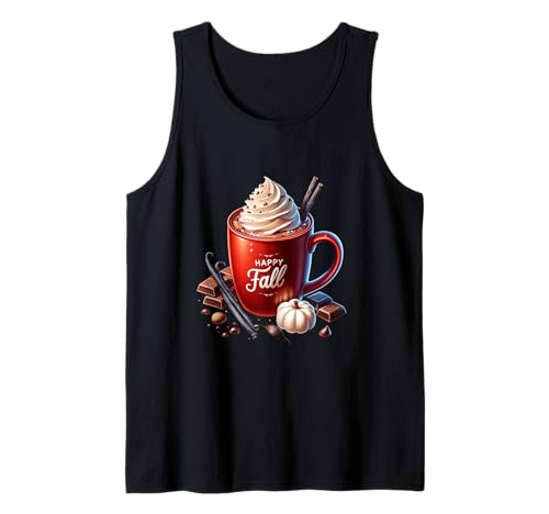 Happy Fall Hot Cocoa Mug Graphic for Women with Autumn Vibes Tank Top von Autumn Chocolate Hot Cocoa Gifts For Fall Lovers