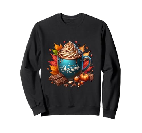 Hello Autumn Hot Cocoa Mug Graphic for Women Kids and Fall Sweatshirt von Autumn Chocolate Hot Cocoa Gifts For Fall Lovers