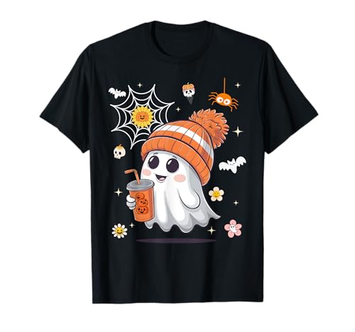 Men Women Kids Cute Ghost Drinking Coffee Spooky Halloween T-Shirt Men Women Kids Cute Ghost Drinking Coffee Spooky Halloween T-Shirt von Autumn Costume Ghost Drinking Coffee Love Retro
