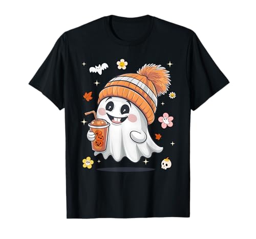 Men Women Kids Spooky Halloween Cute Ghost Drinking Coffee T-Shirt Men Women Kids Spooky Halloween Cute Ghost Drinking Coffee T-Shirt von Autumn Costume Ghost Drinking Coffee Love Retro