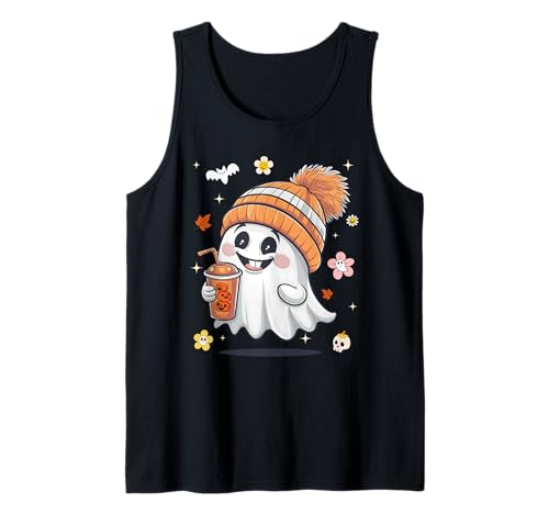 Men Women Kids Spooky Halloween Cute Ghost Drinking Coffee Tank Top Men Women Kids Spooky Halloween Cute Ghost Drinking Coffee Tank Top von Autumn Costume Ghost Drinking Coffee Love Retro