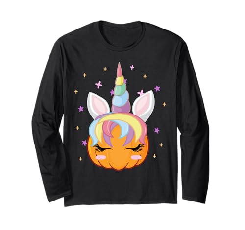 Men Women Kids Groovy Pumpkin Unicorn Boo Spooky Halloween Langarmshirt von Autumn Costumes Halloween Tee Girls Unicorn Lovers