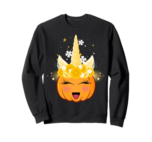 Men Women Kids Spooky Halloween Groovy Pumpkin Unicorn Boo Sweatshirt von Autumn Costumes Halloween Tee Girls Unicorn Lovers