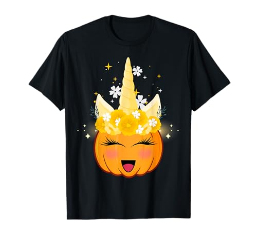 Men Women Kids Spooky Halloween Groovy Pumpkin Unicorn Boo T-Shirt von Autumn Costumes Halloween Tee Girls Unicorn Lovers