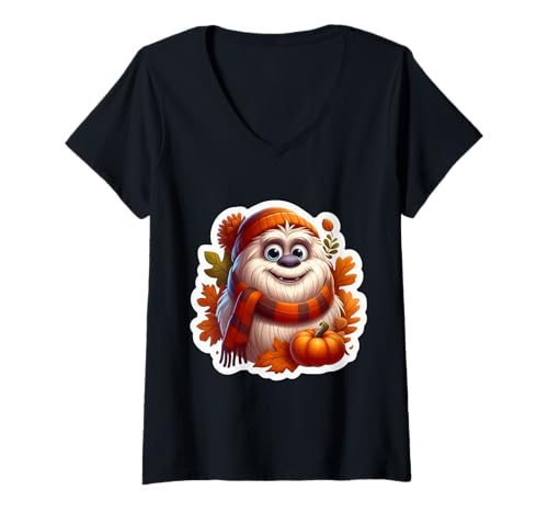 Damen Herbst Herbst Abominable Schneemann Liebhaber Thanksgiving Kürbis T-Shirt mit V-Ausschnitt Damen Herbst Herbst Abominable Schneemann Liebhaber Thanksgiving Kürbis T-Shirt mit V-Ausschnitt von Autumn Fall Abominable Snowman Products