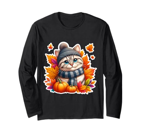 Herbst Herbst American Kurzhaar Katzenbesitzer Thanksgiving Mama Langarmshirt von Autumn Fall American Shorthair Cat Owner Products