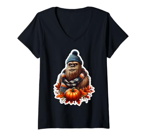 Damen Herbst Herbst Big-Foot Big Foot Sasquatch Lover Thanksgiving T-Shirt mit V-Ausschnitt Damen Herbst Herbst Big-Foot Big Foot Sasquatch Lover Thanksgiving T-Shirt mit V-Ausschnitt von Autumn Fall Big-Foot Big Foot Sasquatch Products