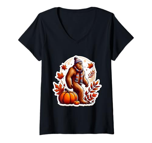 Damen Herbst Herbst Big-Foot Sasquatch Big Foot Lover Thanksgiving T-Shirt mit V-Ausschnitt Damen Herbst Herbst Big-Foot Sasquatch Big Foot Lover Thanksgiving T-Shirt mit V-Ausschnitt von Autumn Fall Big-Foot Sasquatch Big Foot Products