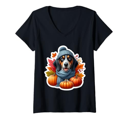 Damen Herbst Herbst Black and Tan Coonhound Hundebesitzer Thanksgiving T-Shirt mit V-Ausschnitt Damen Herbst Herbst Black and Tan Coonhound Hundebesitzer Thanksgiving T-Shirt mit V-Ausschnitt von Autumn Fall Black and Tan Coonhound Owner Products