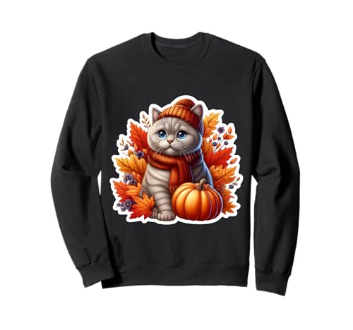 Herbst Herbst Britisch Kurzhaar Katzenbesitzer Thanksgiving Mama Papa Sweatshirt von Autumn Fall British Shorthair Cat Owner Products