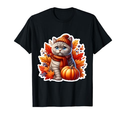 Herbst Herbst Britisch Kurzhaar Katzenbesitzer Thanksgiving Mama Papa T-Shirt von Autumn Fall British Shorthair Cat Owner Products