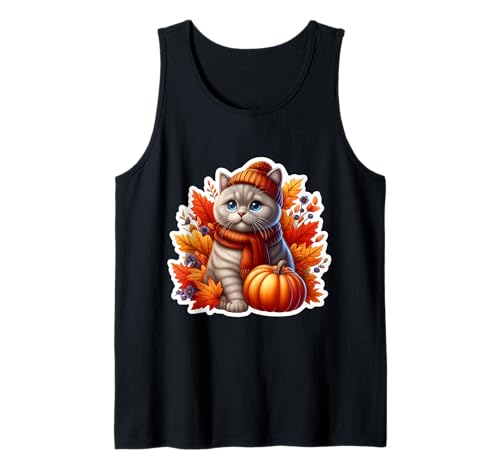 Herbst Herbst Britisch Kurzhaar Katzenbesitzer Thanksgiving Mama Papa Tank Top von Autumn Fall British Shorthair Cat Owner Products