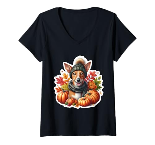 Damen Herbst Herbst Cirnecho dell'Etna Hundebesitzer Thanksgiving Mama T-Shirt mit V-Ausschnitt von Autumn Fall Cirnecho dell’Etna Dog Owner Products