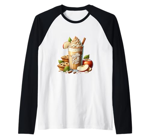 Pumpkin Spice Latte and Apple Pie Decor for Women Hello Fall Raglan von Autumn Fall Coffee Pumpkin Spice Gifts For Women
