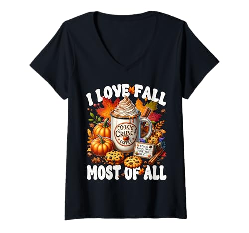 Damen Autumn Coffee Mug Graphic for Women I Love Fall Most of All T-Shirt mit V-Ausschnitt Damen Autumn Coffee Mug Graphic for Women I Love Fall Most of All T-Shirt mit V-Ausschnitt von Autumn Fall Gifts For Women And Fall Drinking Mugs