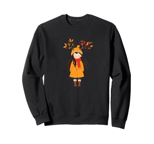 Herbstmädchen - Mädchen mit Geweih - Herbstlaub Sweatshirt Herbstmädchen - Mädchen mit Geweih - Herbstlaub Sweatshirt von Autumn Fall Graphic Prints