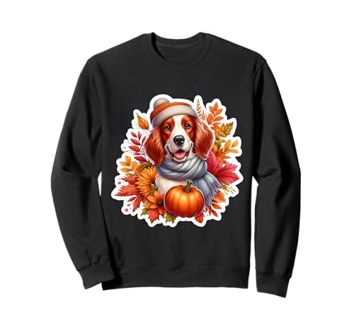 Herbst Herbst Irisch Rot und Weiß Setter Hund Besitzer Mama Papa Sweatshirt von Autumn Fall Irish Red and White Setter Products