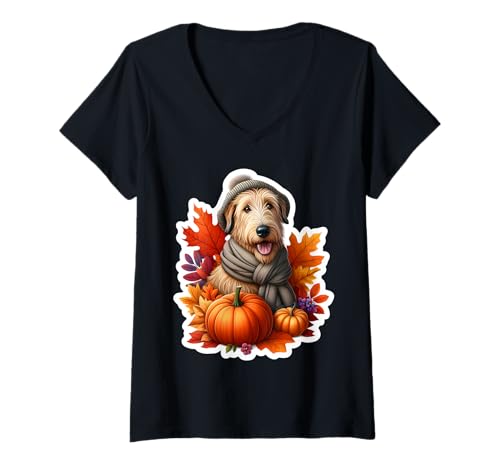 Damen Herbst Herbst Irischer Wolfshund Hundebesitzer Liebhaber Kürbis Vintage T-Shirt mit V-Ausschnitt Damen Herbst Herbst Irischer Wolfshund Hundebesitzer Liebhaber Kürbis Vintage T-Shirt mit V-Ausschnitt von Autumn Fall Irish Wolfhound Dog Owner Products