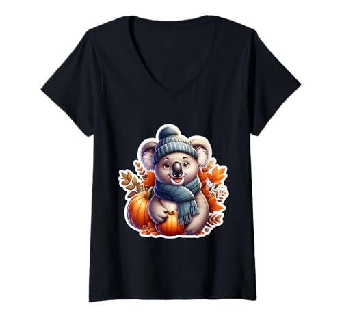 Damen Herbst Herbst Koala Liebhaber Thanksgiving Kürbis Australien Niedlich T-Shirt mit V-Ausschnitt Damen Herbst Herbst Koala Liebhaber Thanksgiving Kürbis Australien Niedlich T-Shirt mit V-Ausschnitt von Autumn Fall Koala Products