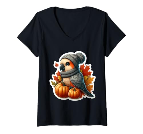 Damen Herbst Herbst Sittich Besitzer Liebhaber Thanksgiving Kürbisblätter T-Shirt mit V-Ausschnitt Damen Herbst Herbst Sittich Besitzer Liebhaber Thanksgiving Kürbisblätter T-Shirt mit V-Ausschnitt von Autumn Fall Parakeet Products