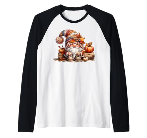 Cute Fall Must Haves for Women Kids with Gnomes and Pumpkins Raglan von Autumn Fall Pumpkin Themed Gifts For Gnome Lovers