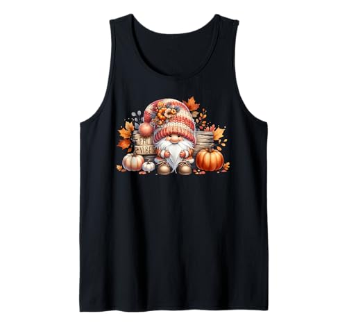 Fall Pumpkin GNOME for Women with Autumn Leaves Fall Vibes Tank Top von Autumn Fall Pumpkin Themed Gifts For Gnome Lovers