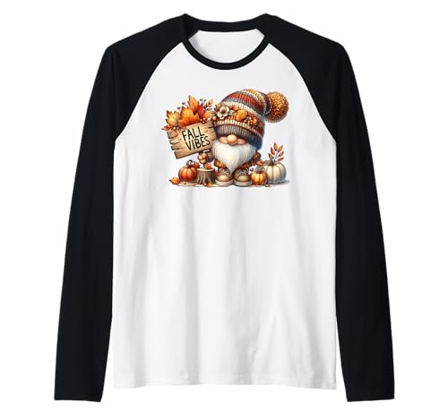 Fall Vibes Graphic for Women Men and Kids Cute Pumpkin Fall Raglan von Autumn Fall Pumpkin Themed Gifts For Gnome Lovers