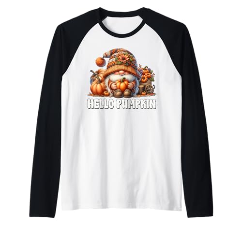 Hello Pumpkin GNOME Graphic for Women Who Love Fall Vibes Raglan von Autumn Fall Pumpkin Themed Gifts For Gnome Lovers