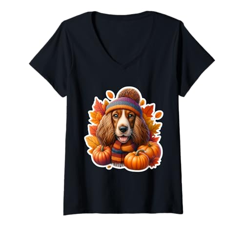 Damen Herbst Sussex Spaniel Hundebesitzer Thanksgiving Mama Papa T-Shirt mit V-Ausschnitt Damen Herbst Sussex Spaniel Hundebesitzer Thanksgiving Mama Papa T-Shirt mit V-Ausschnitt von Autumn Fall Sussex Spaniel Dog Owner Products