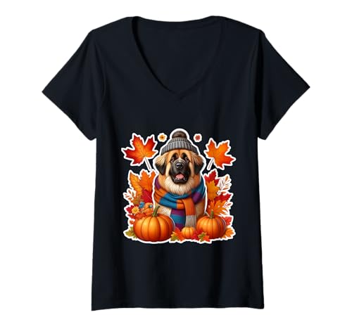 Damen Tibetischer Mastiff, Hundebesitzer, Erntedankfest, Mutter, Papa T-Shirt mit V-Ausschnitt von Autumn Fall Tibetan Mastiff Dog Owner Products