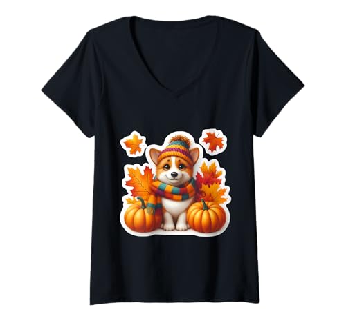 Damen Herbst Herbst Spielzeug Fox Terrier Hund Besitzer Liebhaber Kürbis Vintage T-Shirt mit V-Ausschnitt Damen Herbst Herbst Spielzeug Fox Terrier Hund Besitzer Liebhaber Kürbis Vintage T-Shirt mit V-Ausschnitt von Autumn Fall Toy Fox Terrier Dog Owner Products