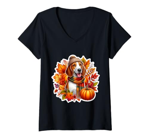 Damen Herbst Herbst Baum Walker Coonhound Hundebesitzer Thanksgiving T-Shirt mit V-Ausschnitt Damen Herbst Herbst Baum Walker Coonhound Hundebesitzer Thanksgiving T-Shirt mit V-Ausschnitt von Autumn Fall Treeing Walker Coonhound Dog Products
