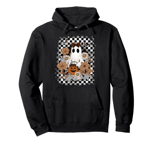 Autumn Fall Ghost Checkered Thanksgiving Design. Woman Pullover Hoodie von Autumn Family Fall Casual Outfits.