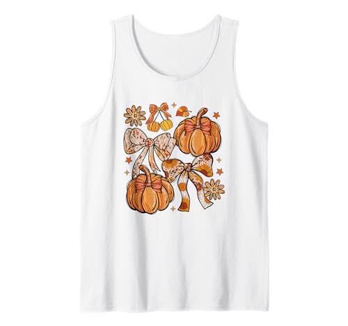 Autumn Floral Pumpkin Design. Woman Fall Tank Top von Autumn Family Fall Casual Outfits.