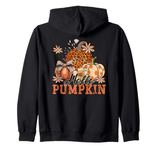 Autumn Hello Pumpkin Design. Woman Fall Kapuzenjacke von Autumn Family Fall Casual Outfits.
